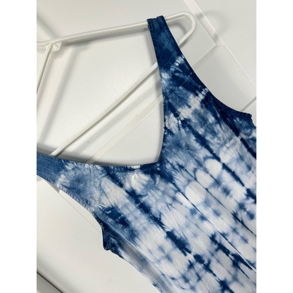 Cloth & Stone Women's Tie Dye Frayed Hem V-Neck Tank Top Blue White Size Small - Picture 7 of 13